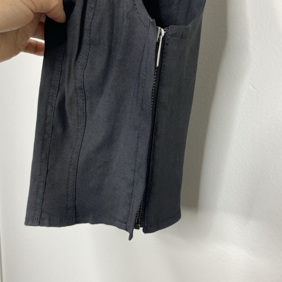 A.L.C. Crop Tank Top Black Corset Linen Blend Sleeveless Side Zipper Womens Sz 2 - Picture 7 of 13